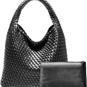 Woven Bag Purses and Handbags Woven Vegan Leather Tote Shoulder Top-Handle Bag W